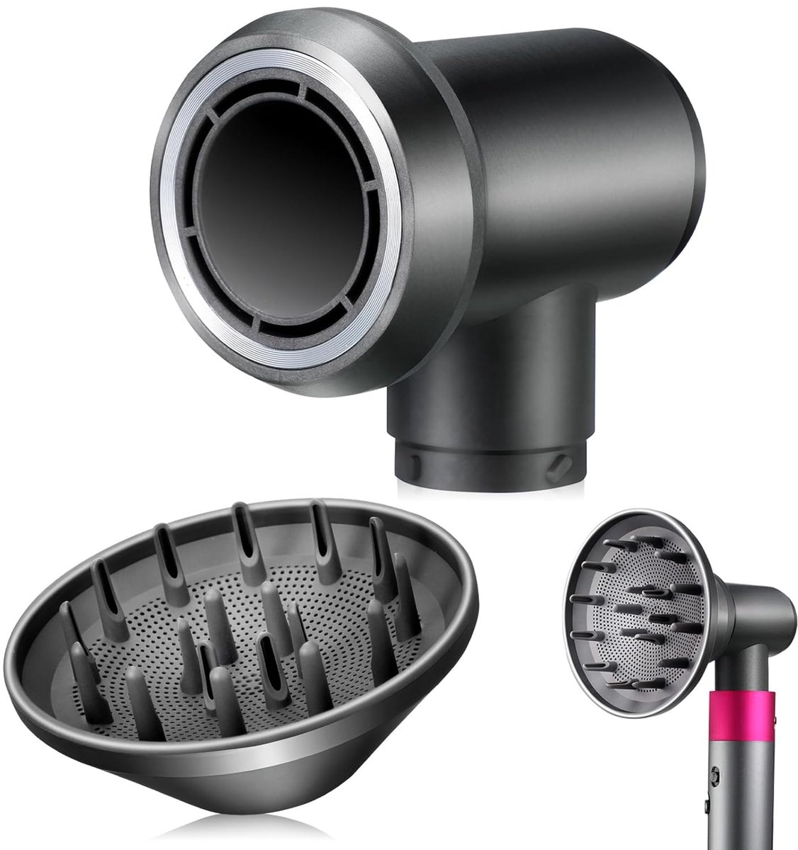 Geschikt voor Diffuser en Adapter voor Dyson Airwrap Styler, Upgrade Hair Dryer Attachments Accessoires Vervanging voor alle haartype1 hair diffuser en 1 adapter-Belle's product