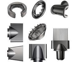Geschikt voor 8PCS Diffuser Nozzle voor Dyson Airwrap, Haardroger Accessoires Nozzle Accessoires voor Dyson met Diffusie Nozzle/Zacht/Smooth/Modeling/Tweede Generatie/Kam/Anti-Vliegende Nozzle en Reinigingsborstel-Belle's product