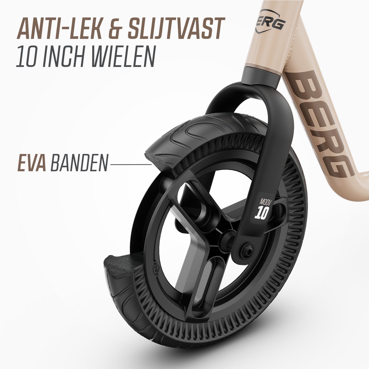BERG MOOV10 Loopfiets - 2+ jaar - 10 inch - Lichtgewicht - Anti-lek EVA Banden - Verstelbaar Stuur en Zadel - Sand Beige — afbeelding 9