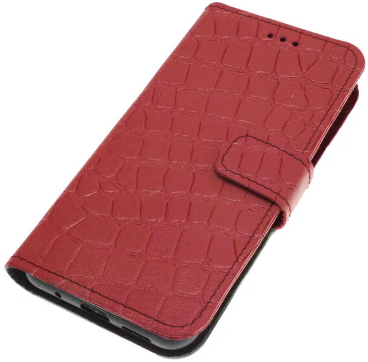 Echt leer hoesje geschikt voor Samsung Galaxy S24 Soepel kalfsleer – croco reliëf Rood