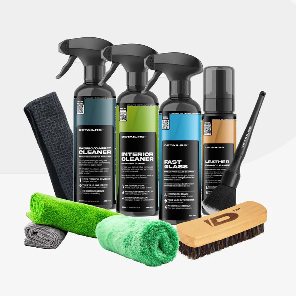 Detailrs Interior deal - Compleet Auto Interieur Pakket - Car Detailing - Detail brush - Interieurreiniger - Leer reiniger - Glasreiniger