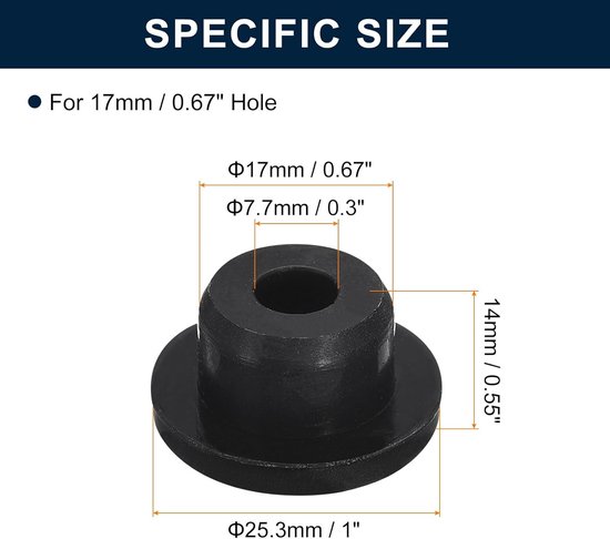 6 Stuks Zwarte Gatenstoppen Rubber Afdichting voor Buisdiameter 17mm van Merkloos — afbeelding 3