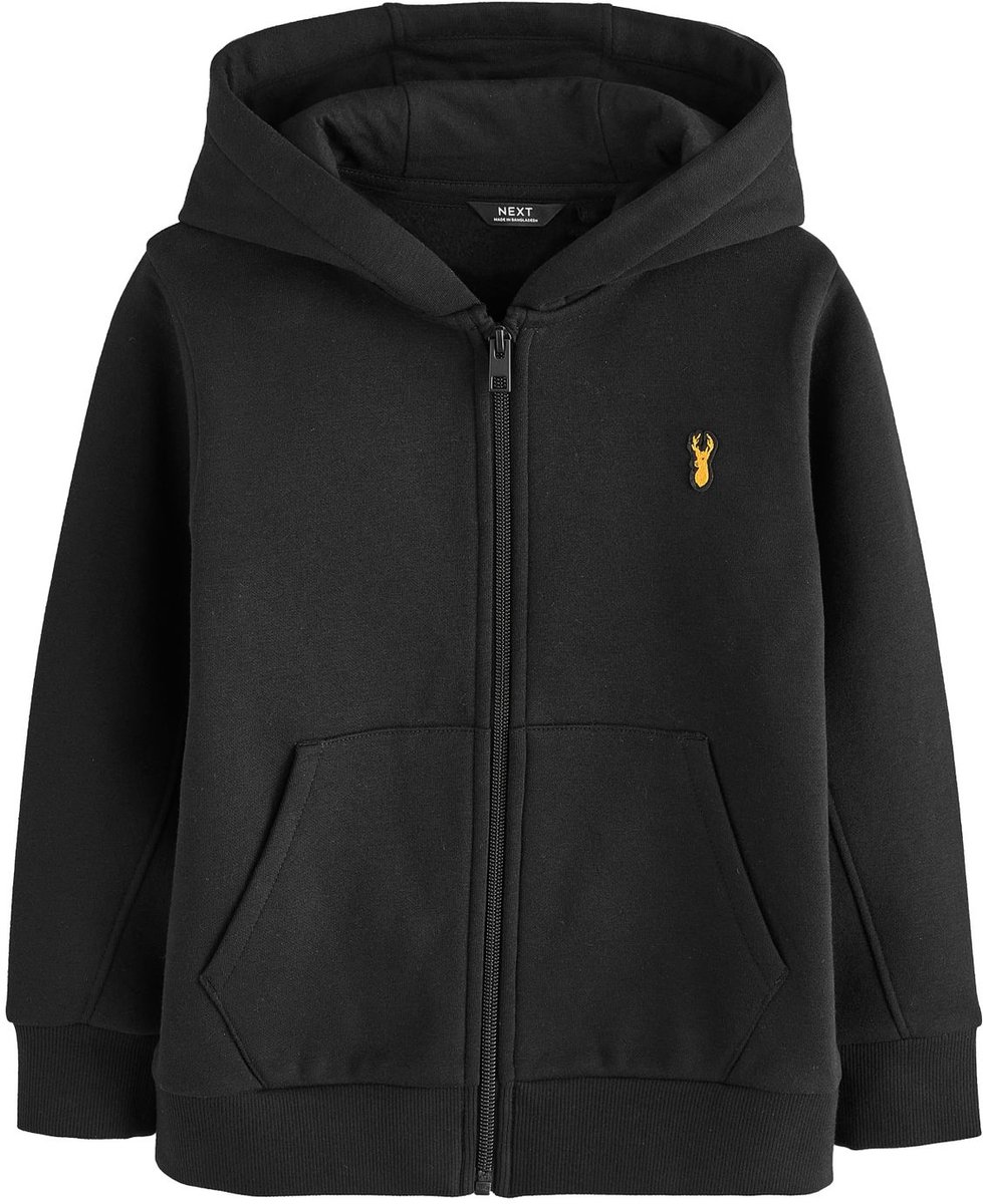Next - Jongens - Hoodie met doorlopende rits - Zwart