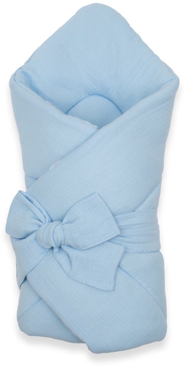 NEW BABY - Wikkeldeken - Mousseline wikkeldoek babyblauw 75x75 cm - katoen - hypoallergeen - ademend - slaapdoek - borstvoeding - wikkeldoek