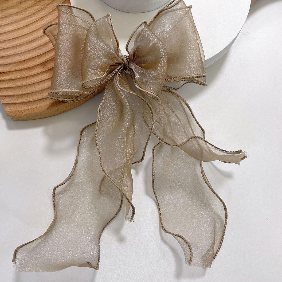 Grote Organza Strik Haarclip - Elegante Lange Haarspeld voor Dames en Meisjes
