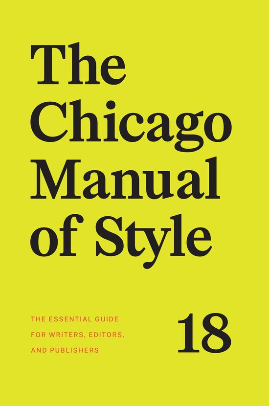 The Chicago Manual of Style, 18th Edition - cover