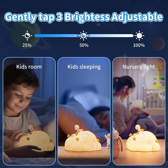 Schattig Pluizig Nachtlampje voor Kinderen, Oplaadbaar Touch LED Peuterlamp van Merkloos — afbeelding 5