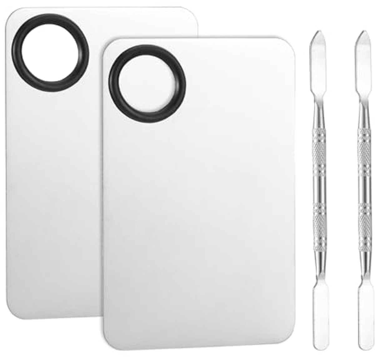 Makeup Palet Set - 2 Stuks Roestvrij Staal - Inclusief Dubbelzijdige Spatels