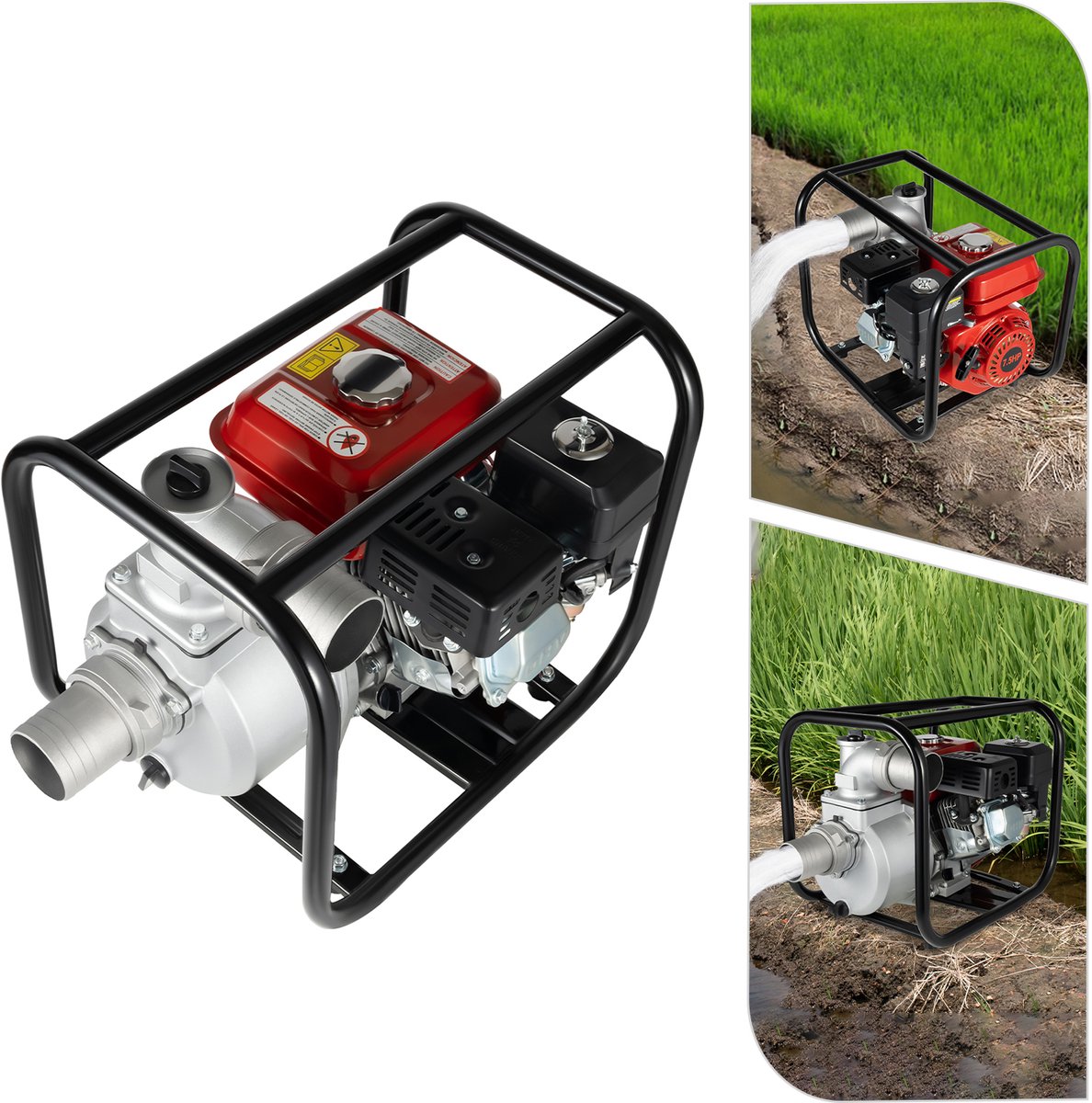 3KW 7.5HP Waterpomp Watertransportpomp 51.5x38.3x41.5cm Benzinepomp Tuinpomp Voor Irrigatie Vijverpomp Met 28m Hefhoogte