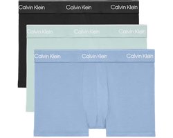 Calvin Klein Trunks (3-pack) – heren boxers normale lengte – zwart – grijs – blauw