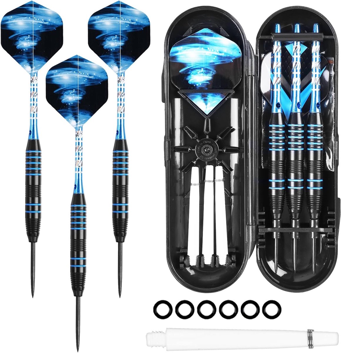 Professionele Steeldartpijlen Set van 3 - 22 Gram met Aluminium Shaft en Opbergdoos