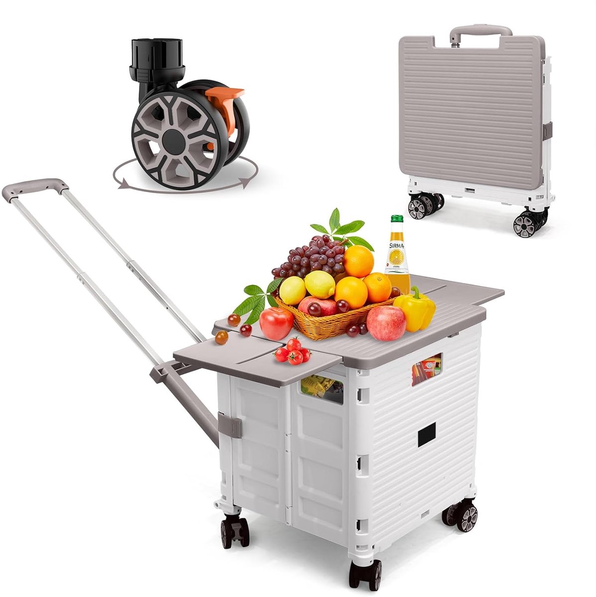 Inklapbare Boodschappentrolley met Telescoopsteel en Magnetisch Schuifdeksel - 55 Liter