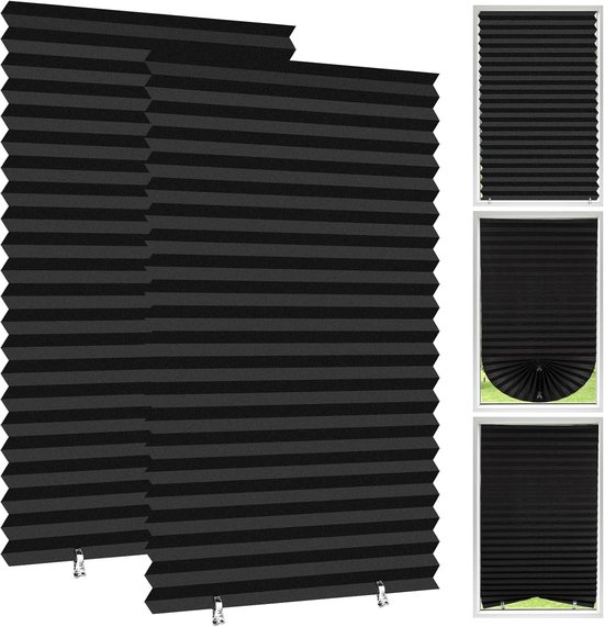 Verduisterend gordijn - Set van 2 tijdelijke gordijnen, niet boren, met 4 clips, Geschikt voor slaapkamer, keuken, badkamer, 150x60cm