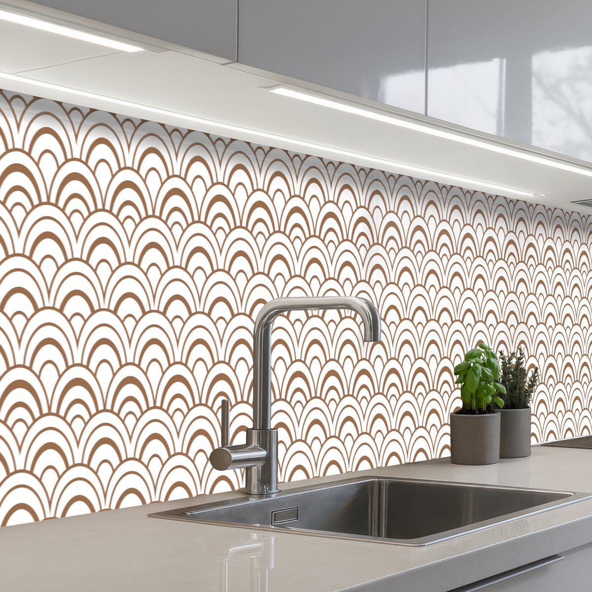 Keuken achterwand 450x60 cm - Spatscherm zelfklevend Klassiek - Motief - Terracotta - Muurbeschermer - Spatwand fornuis