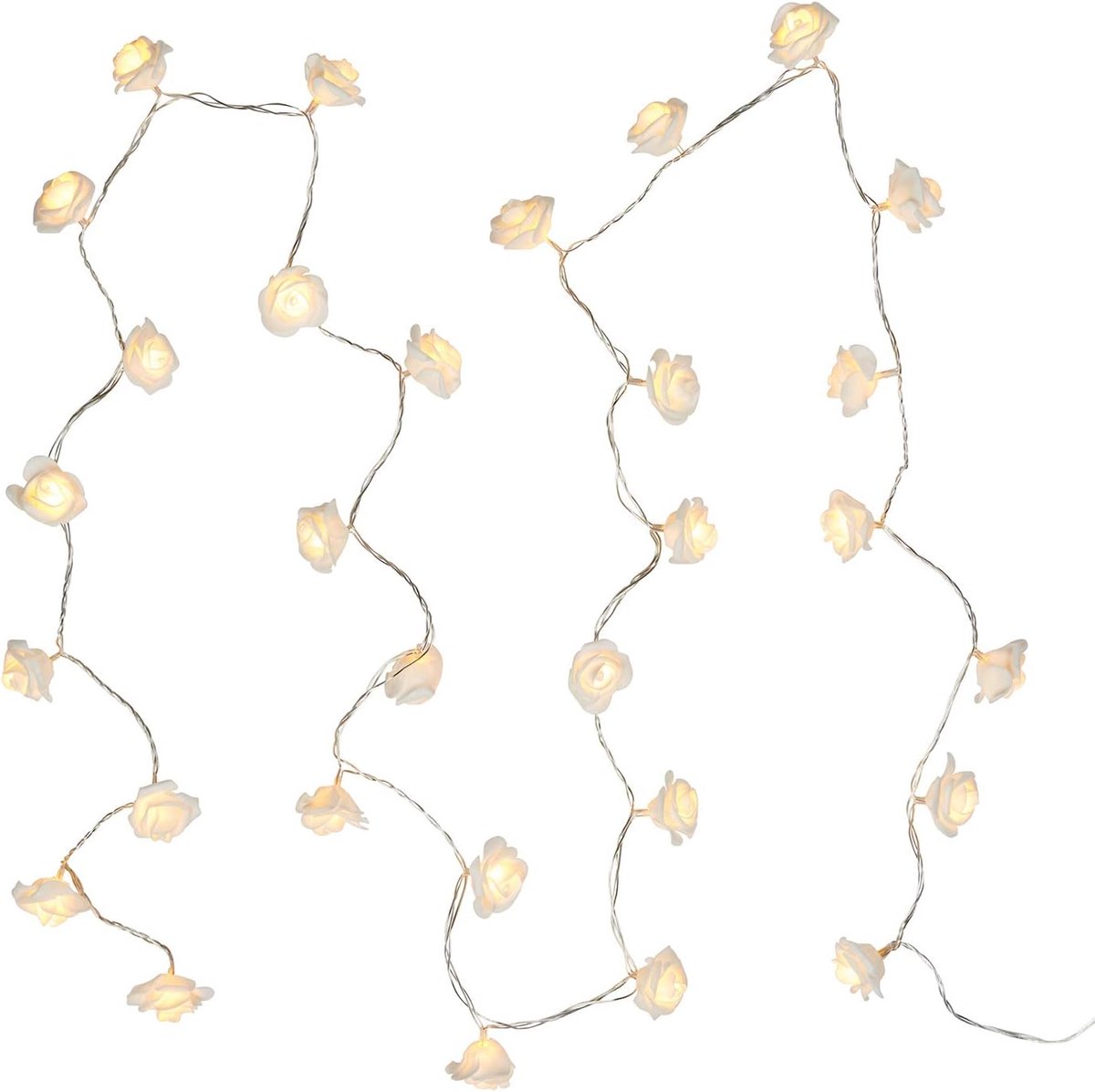 Sfeervolle LED-lichtsnoer met 30 Witte Rozen, Warm Wit Licht — cadeau in Wonen & Interieur - foto 4
