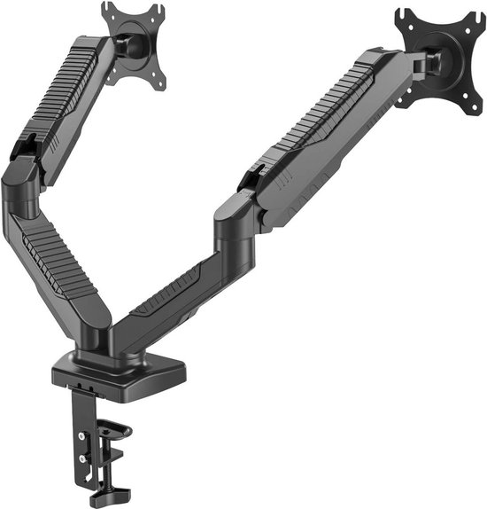 Equip 650182 Tafelbevestiging Voor Twee Monitoren – Gasveerarm, 20 Kg Per Scherm, VESA 100x100, Zwart