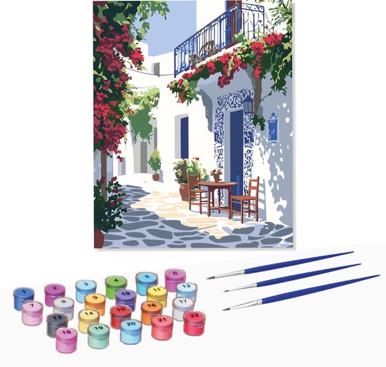 Rubye® Schilderen Op Nummer - Grieks Eiland - Volwassenen & Kinderen - 50x40cm