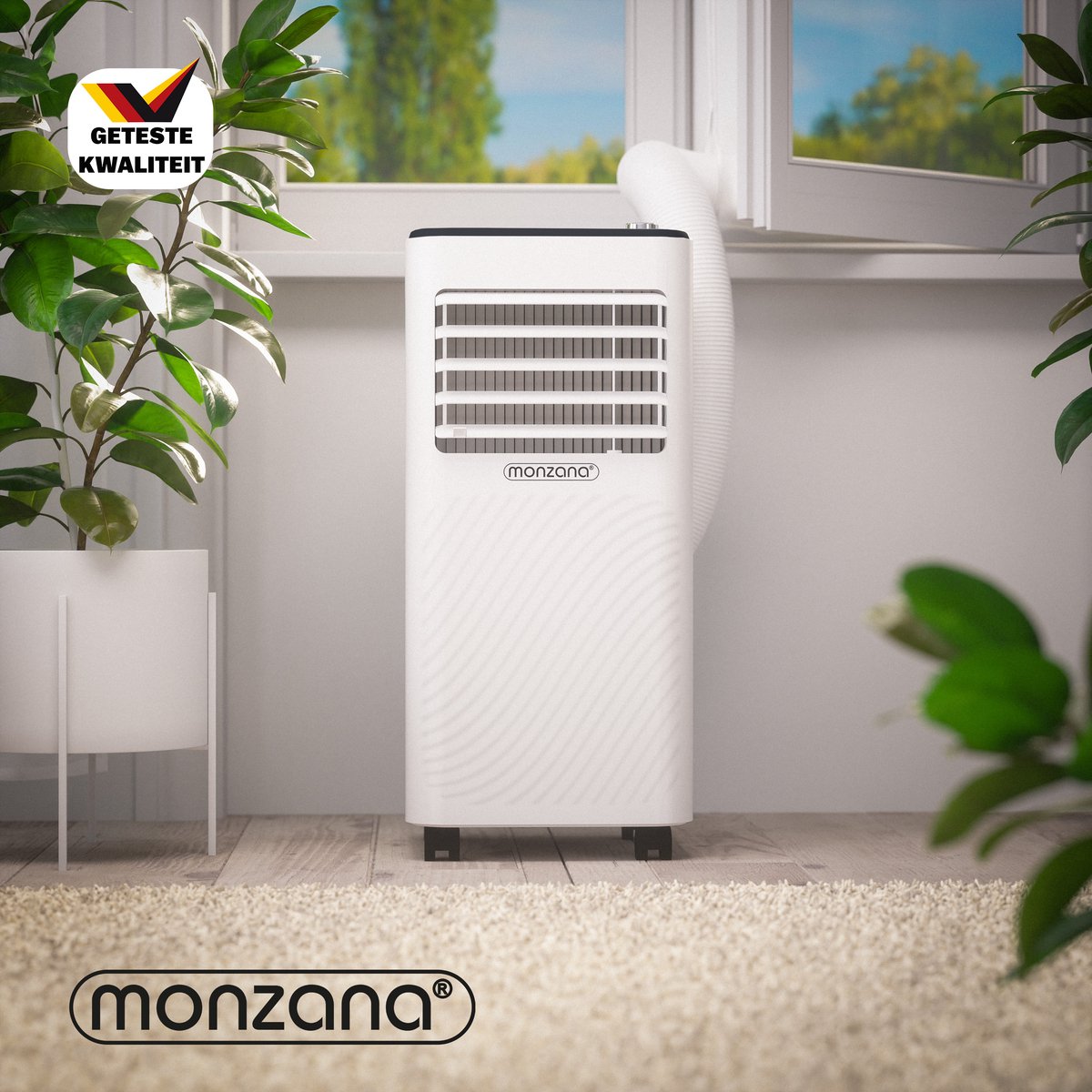 Monzana Mobiele Airco 9000BTU - 4in1 Kit Rolluik 25-30m² met App - Wit