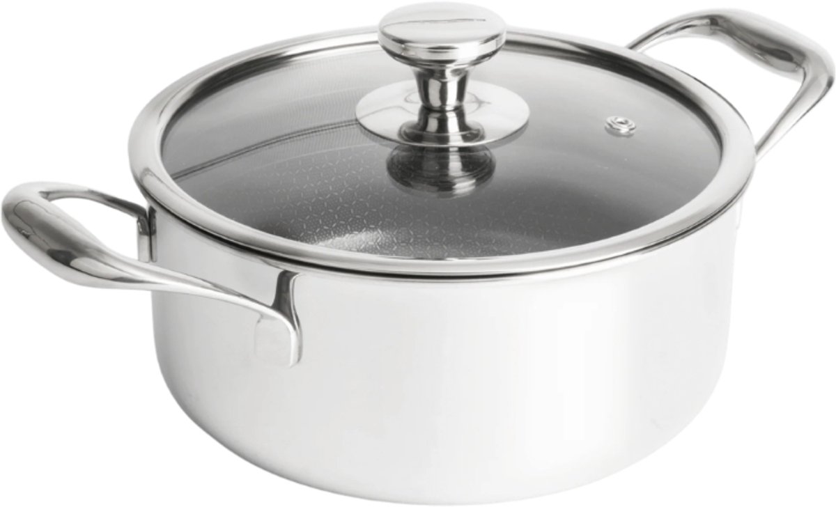 Herman den Blijker - Hybride pan Ø 24 cm - Inclusief deksel - 100% PFAS-vrij - Krasvrije keramische antiaanbaklaag - Geschikt voor inductie, oven en alle andere warmtebronnen - Vaatwasserbestendig