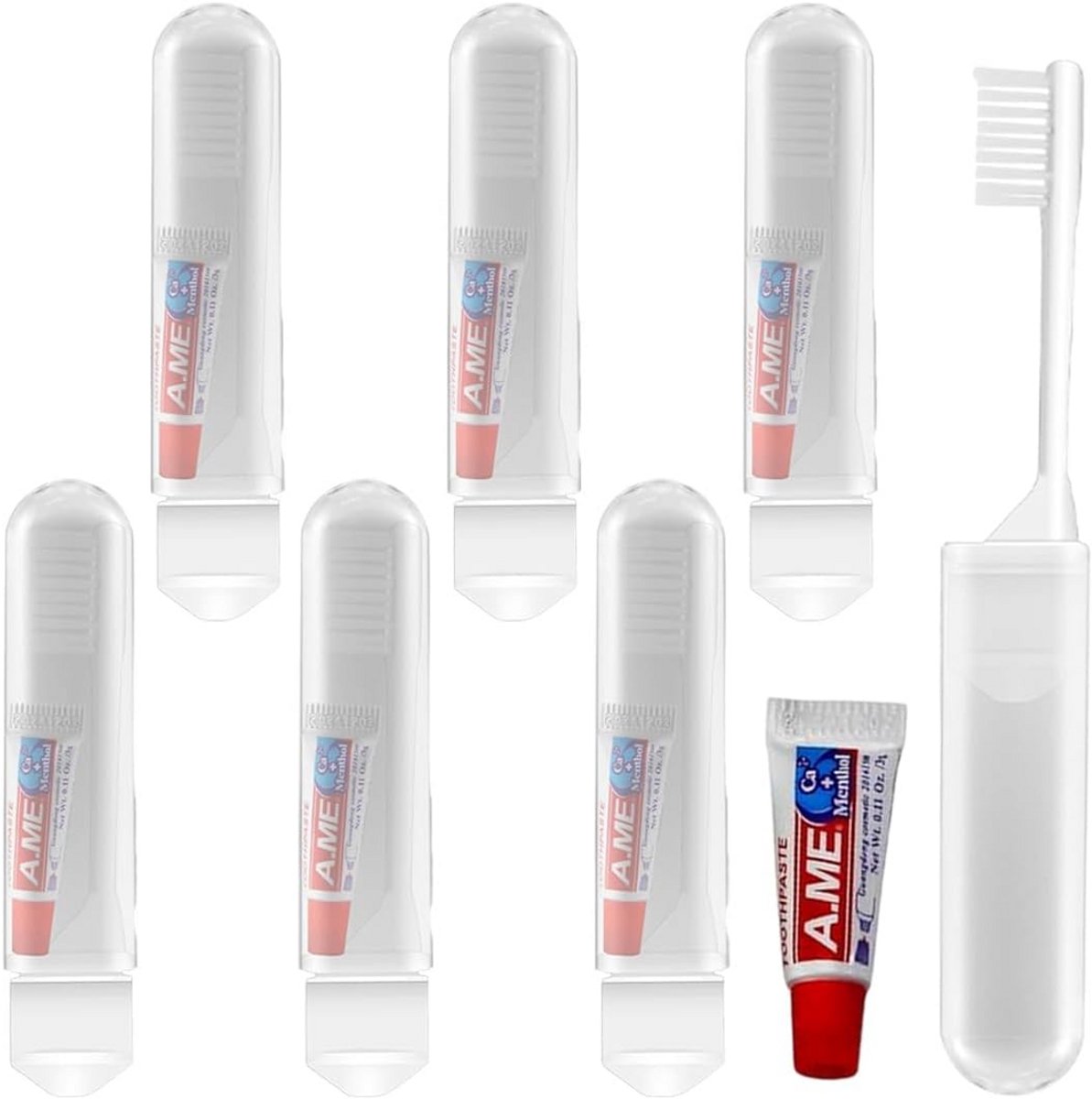 Set van 6 Opvouwbare Reistandenborstels, Compact en Hygiënisch