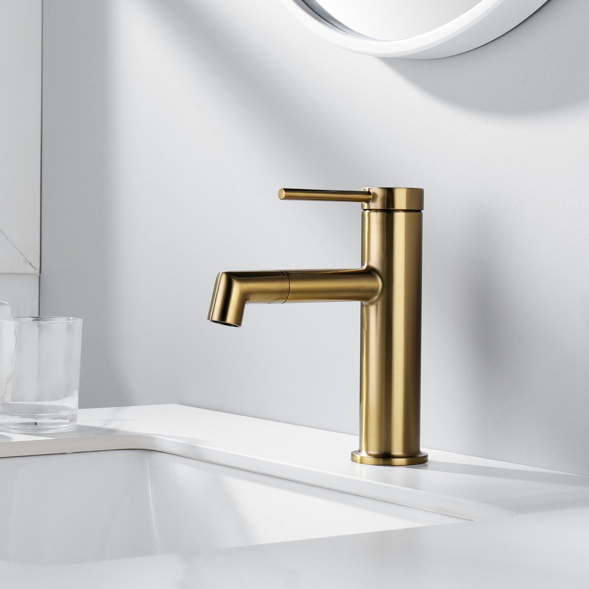 Lonheo Max Gold wastafelkraan - met 360° draaibare uitloop - Geborsteld goud - Premium textuur - Gemakkelijk schoon te maken - Waterbesparend