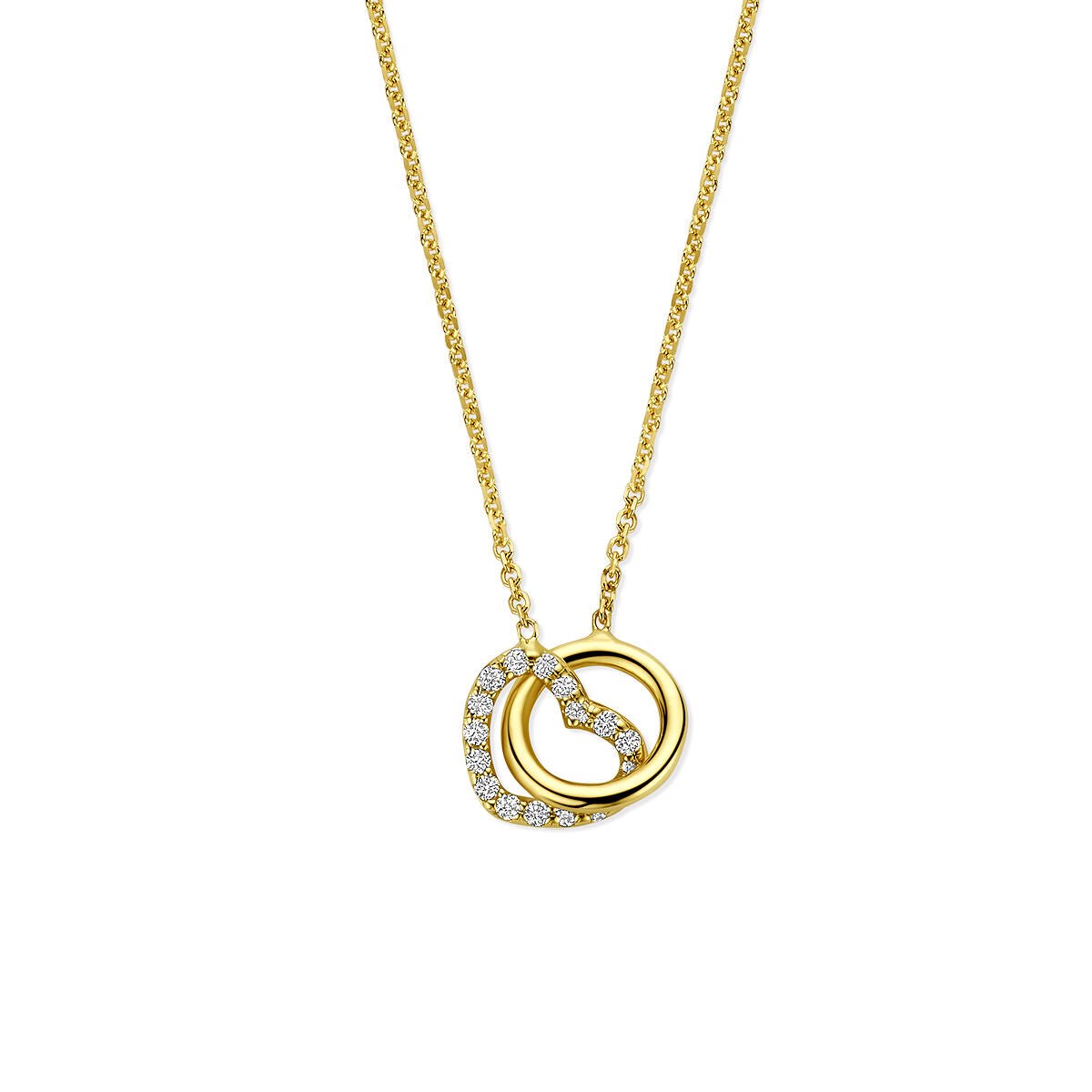 Collier rondje en hartje lab grown diamant 0.09ct g vs 40 - 42 - 44 cm