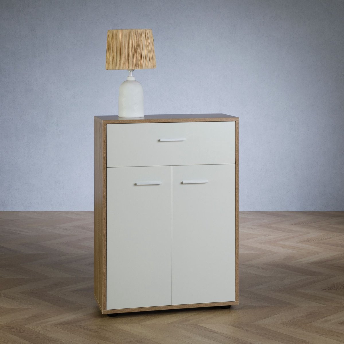 Commode TOMMY met lade - Sonoma-eik/wit