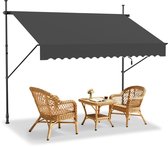 Breedte Zonwering Uitklapbare Klemmluifel 250cm Balkon Luifel Hoogteverstelbaar Met Handkraan UV-Bestendig & Weerbestendig Zonweringrolluik Zonder Boren Voor Buiten Terras (Donkergrijs) NAIZY