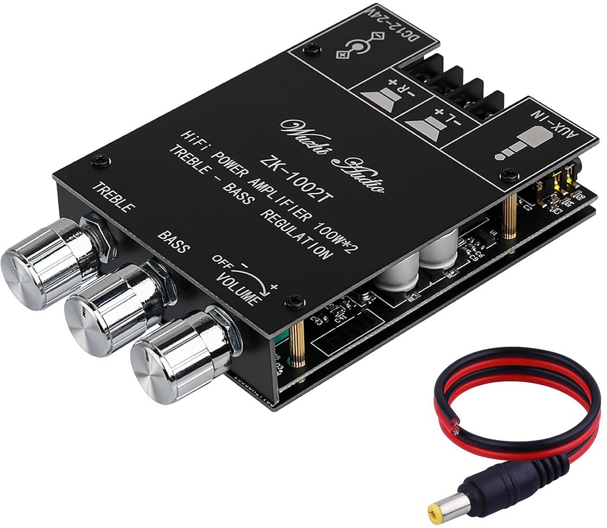 Krachtige Mini Stereo Audio Versterker Module met Bluetooth 5.0 en Bas/Treble Controle