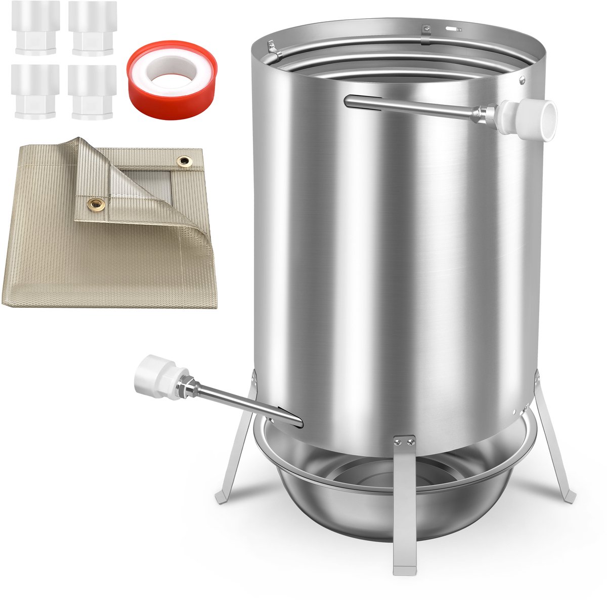 Aufun Zwembadverwarming met vuurkorf - RVS - 32/38 mm aansluitingen - Ø30x52 cm - Zilver