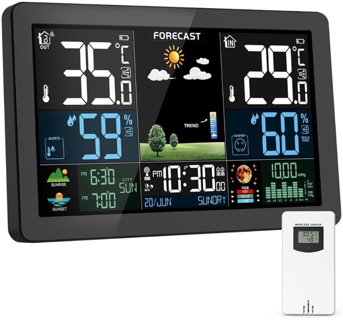 NBAP® Weerstation Binnen en Buiten - Hygrometer Draadloos - Luchtvochtigheidsmeter - Zwart