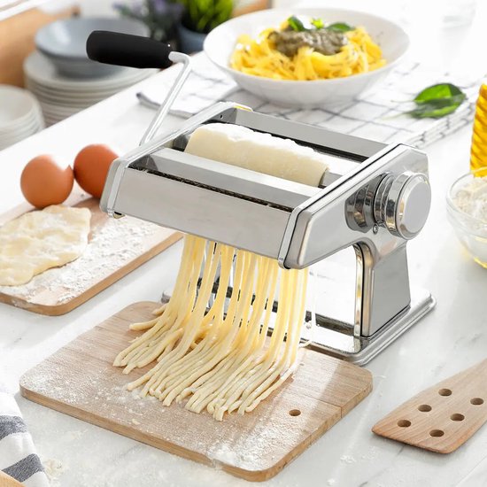 Automatische pastamachine, elektrische pastamachine, automatische pastamachine met 9 pastamachines voor de bereiding van verse pasta, deegroller, tagliatelle, fettucine