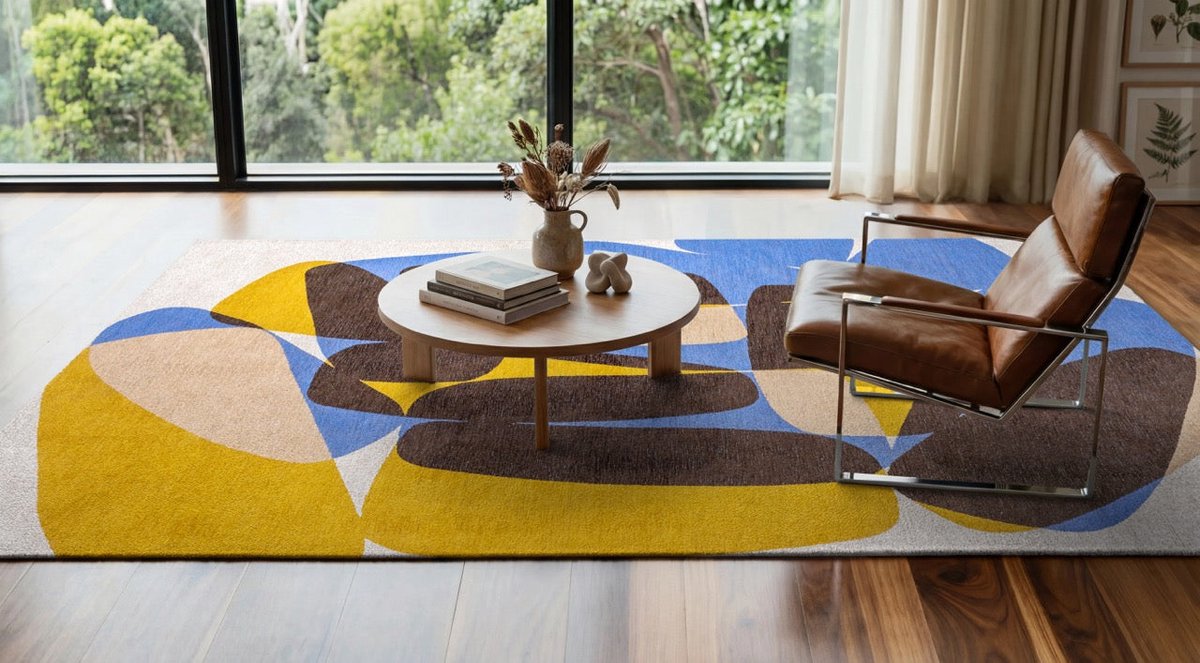 Wasbaar Binnen & Buiten Vloerkleed - 140 x 200 cm - Louis De Poortere Stones Sunny Blue - Laagpolig Tapijt - Gerecycled PET - Made in Belgium - Circulair