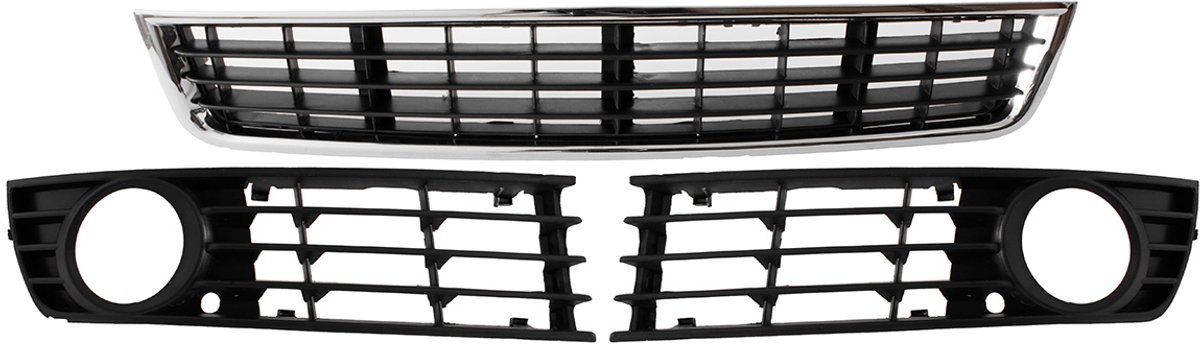Modecar - A4 B6 Serie - Bumpergaas Set - Links/Rechts/Midden - Zwart en Chroom