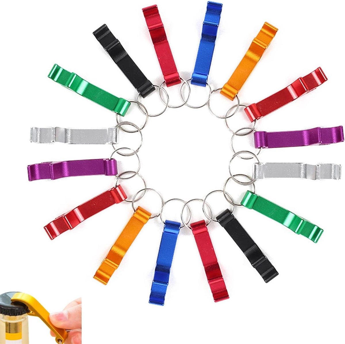 Aluminium bierflesopener - Sleutelhanger - Draagbaar - Sleutelhanger decoratie - Kleurrijk