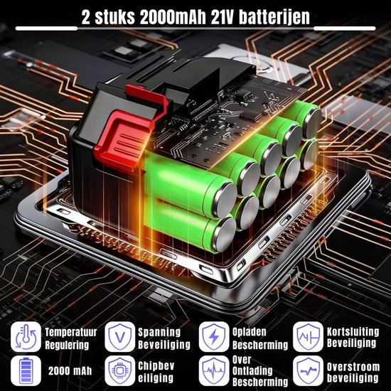 RWB® Luchtblazer - Luchtblazer Elektrisch - Stofblazer - 16000 tpm - 2 Accu's - Zwart - 15cm x 9cm x 22cm van Merkloos	 — afbeelding 5