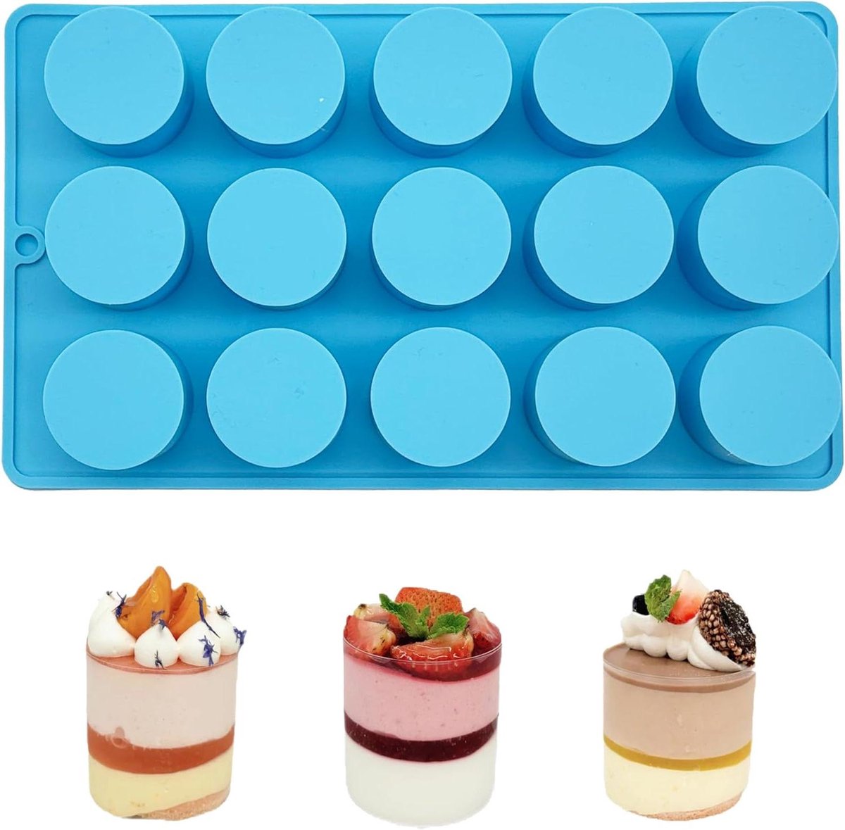 Siliconen mal voor chocolade, muffins, pudding en kleine cake - 15 holtes 3,2 cm - Blauw