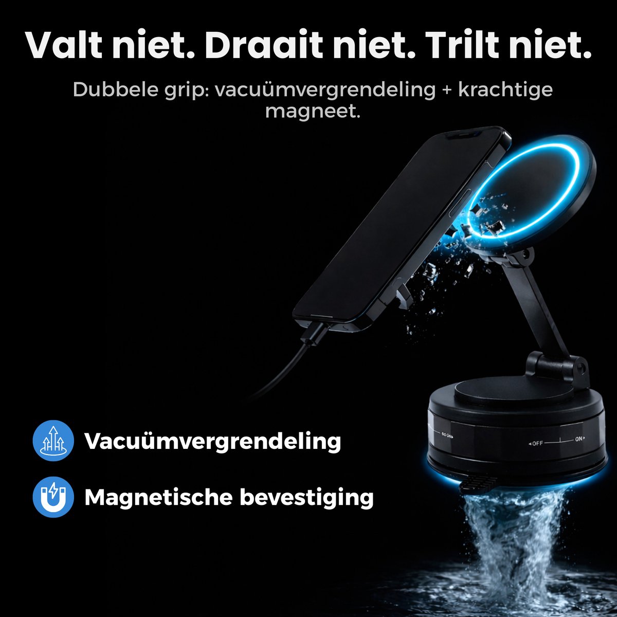 VeryGoods™ Magnetische Telefoonhouder Auto - Geschikt voor alle telefoons - Magneet Vacuüm GSM Houder - Telefoonhouder Zuignap Magnetisch - Smartphone Houder Dashboard - Auto Accessories – foto 8