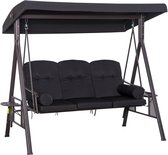 Outsunny Schommelbank, 3-zits Hollywoodschommel, Tuinschommel Met Drankhouders Staal 200 X 120 X 164 Cm Bruin~1sf0l21vhv801