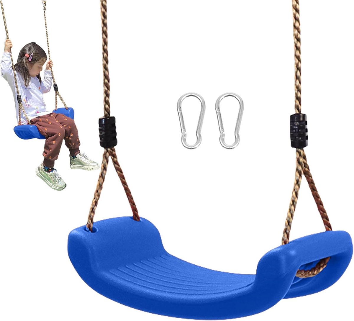 Kinderschommel Set - Buitenschommel Speelgoed - Buiten Spelen - Verstelbaar Touw Anti-slip - 42x16.5x9 cm - Rood Blauw