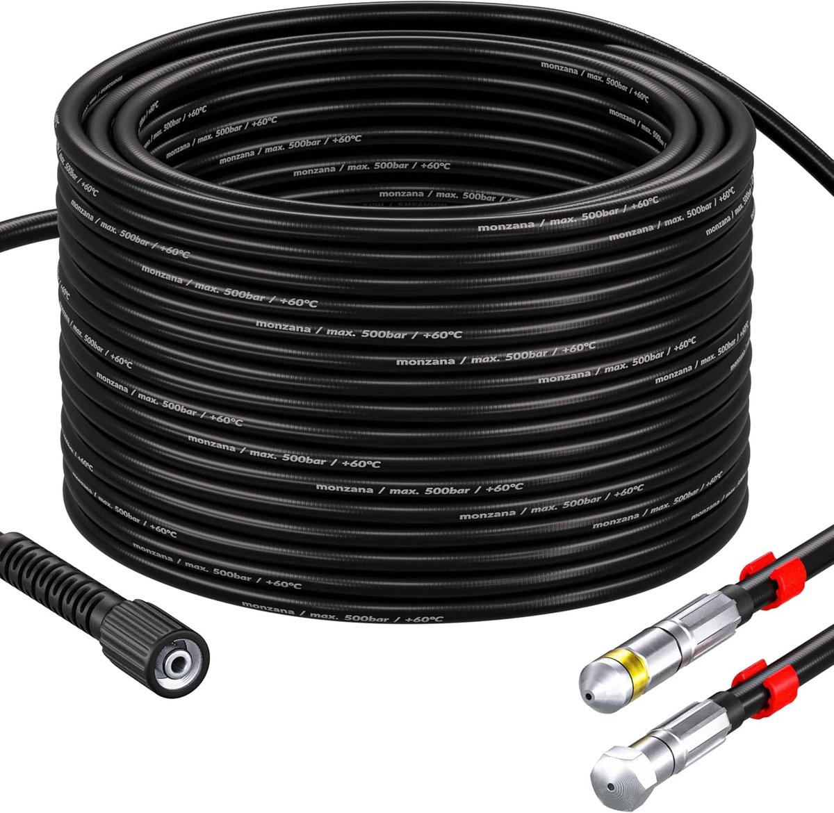 Buisreinigingsslang Set 30m 200bar - Professionele Hogedrukreiniger Accessoires met Adapters en Sproeiers