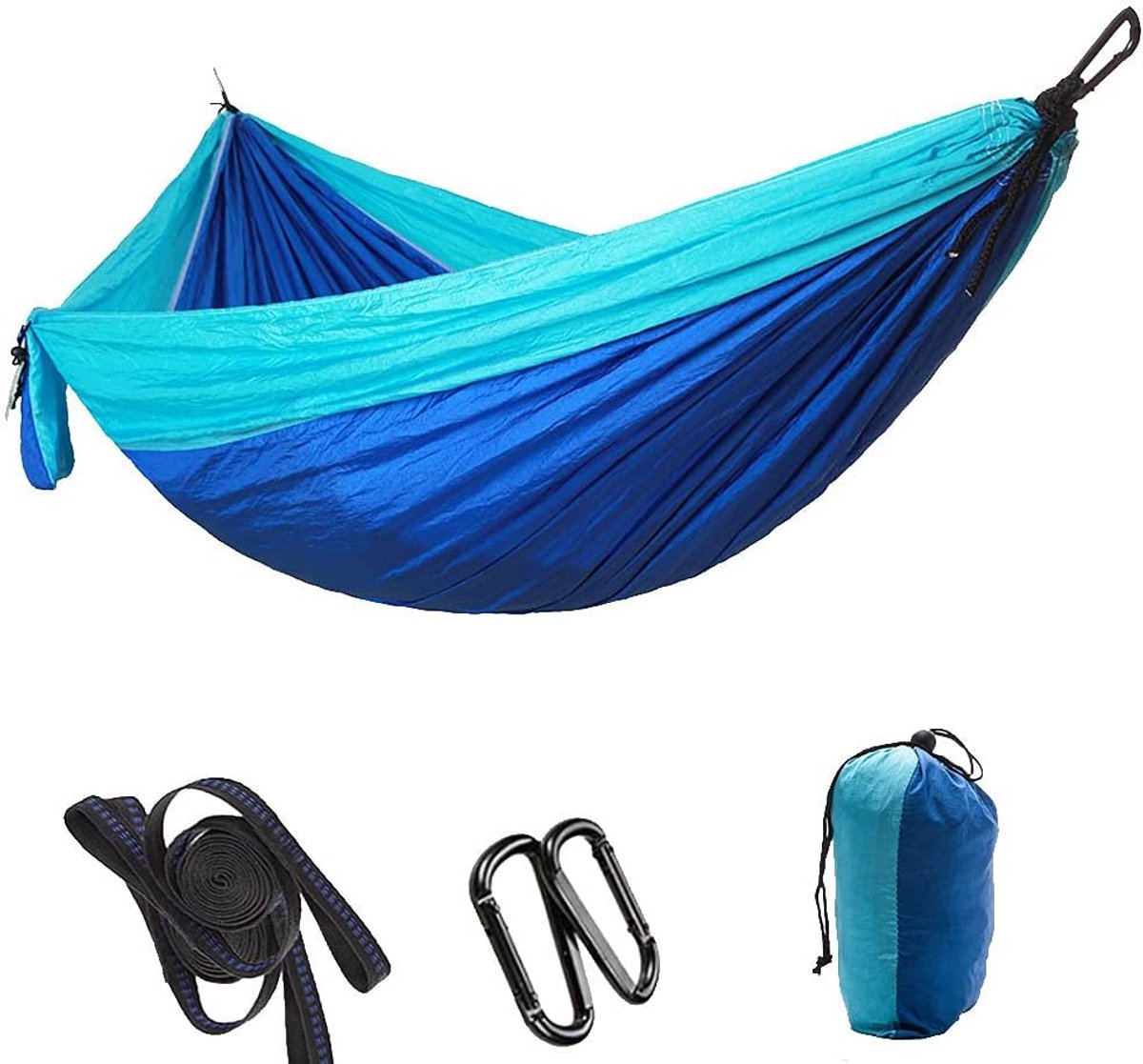 Kampeerhangmat Nylon - Buiten Relaxen - Ontspannen Buiten - Hoge Draagkracht 200kg - 275 x 140 cm - Hemelsblauw Saffierblauw