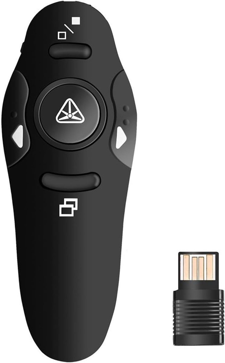 Draadloze Presentator - Clicker Afstandsbediening - Powerpoint Presentaties - 2.4Ghz USB Connectie - Zwart
