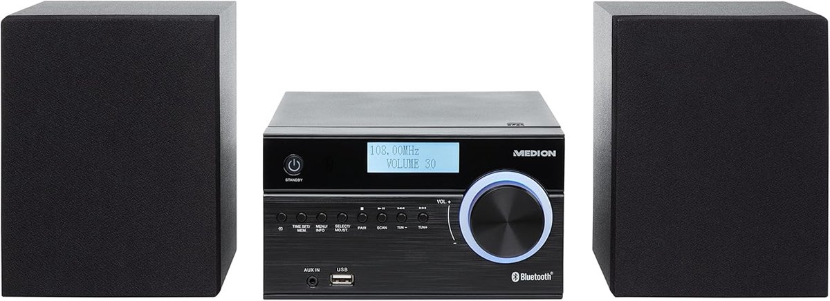 Compact Audio Systeem - Micro Hifi - Muziek Luisteren - DAB+ Radio Bluetooth - 19.5 x 18 x 10.3cm - Zwart