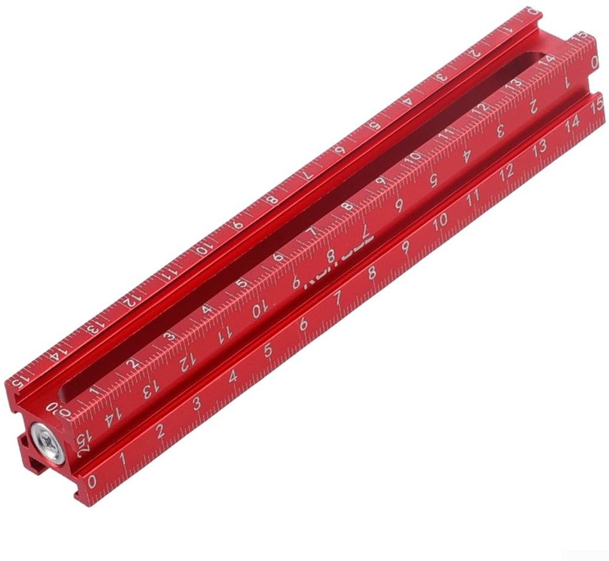 Meten Liniaal Tool - Vierzijdige Marker - Houtbewerking DIY - Magnetische Legering - Precisie Schalen - Rood