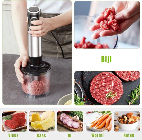DnA® Staafmixer Set - Staafmixer Met Hakmolen - Hakmolen - Mixer Set - Zwart - 10cm x 10cm x 37cm van Merkloos — afbeelding 4