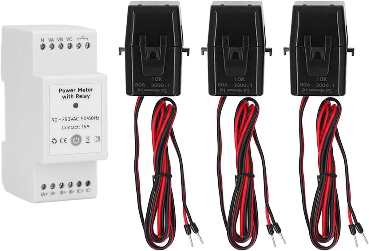 WiFi Energiemeter - Stroomverbruiksmonitor - Smart Home - 3 CT-tangsensoren - 18 x 9 x 7 cm