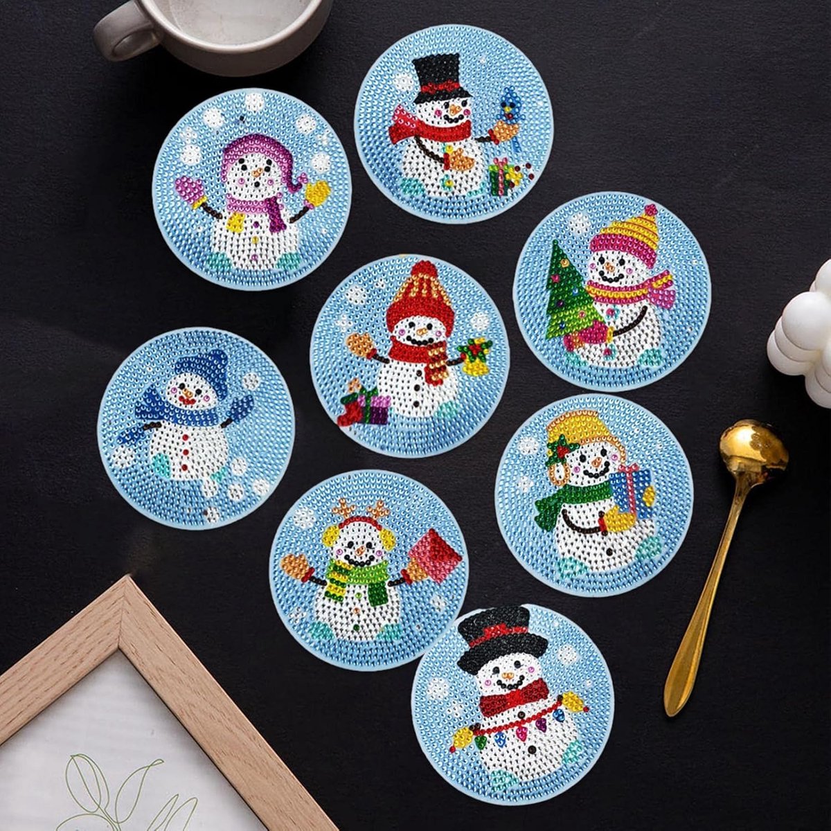 Kerst Onderzetters - Diamant Kunst - DIY Decoratie - Compleet Pakket - 10x10cm