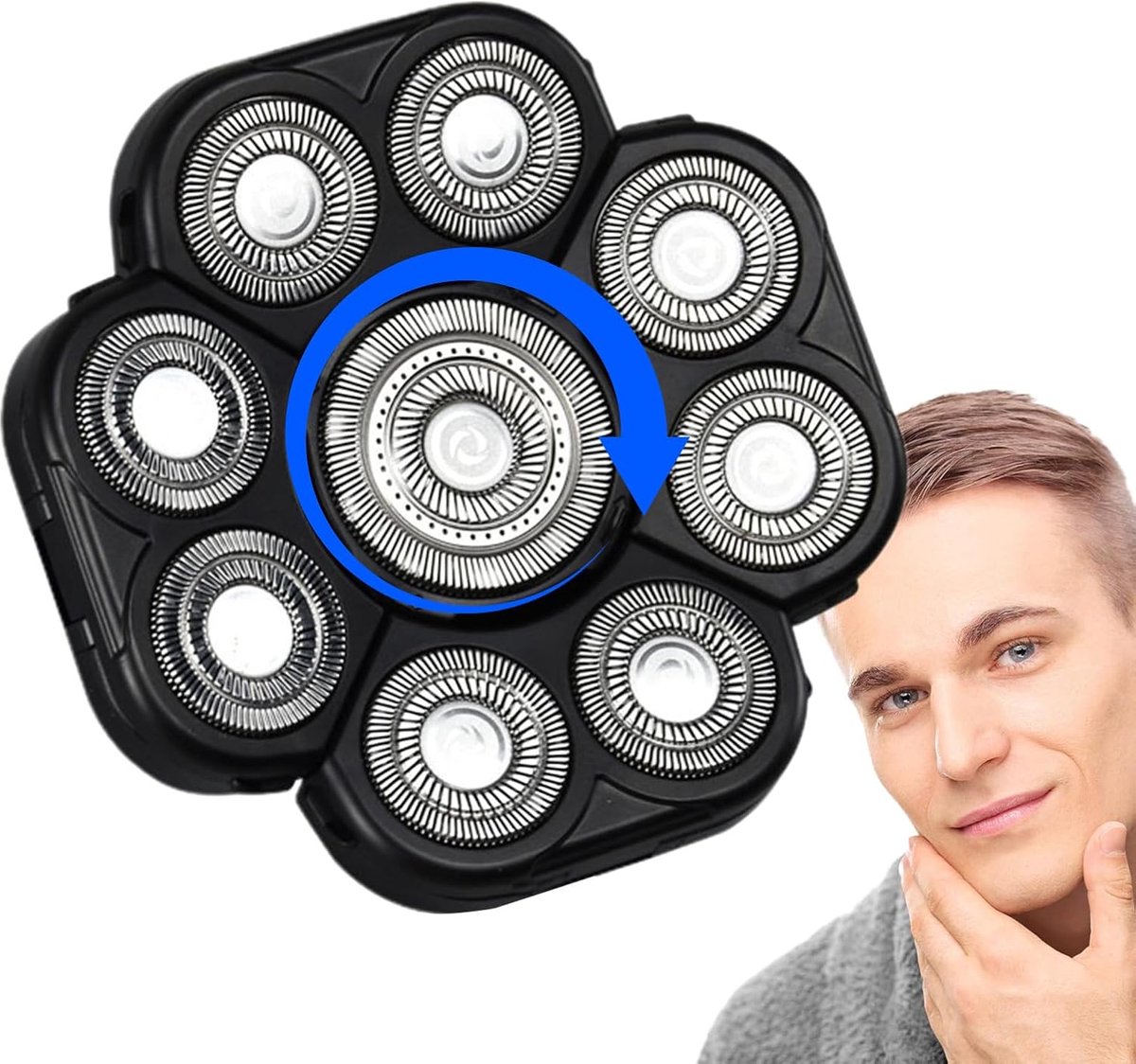 Scheerapparaat Vervangingskoppen - Reservekoppen Baardtrimmer - Verbeterd Scheren - Past Gezichtscontouren Aan - 9x9cm - Zilver Zwart