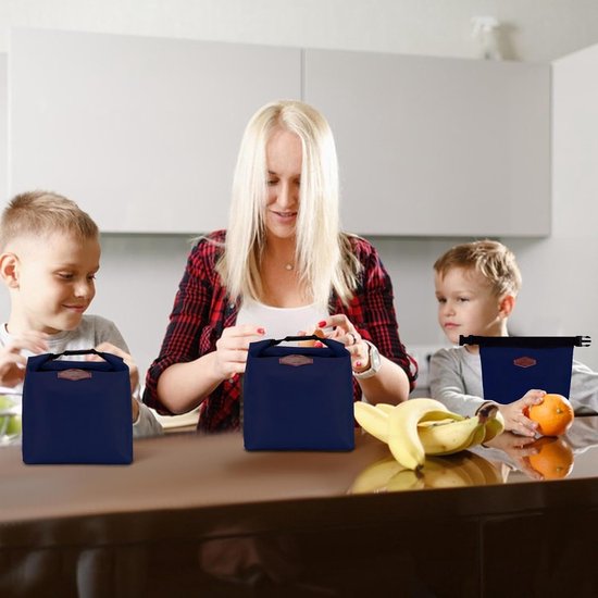 Geïsoleerde Tas - Koeltas Boodschappen - Lunch School - Waterdicht Ontwerp - 27x26x8cm - Donkerblauw — afbeelding 2